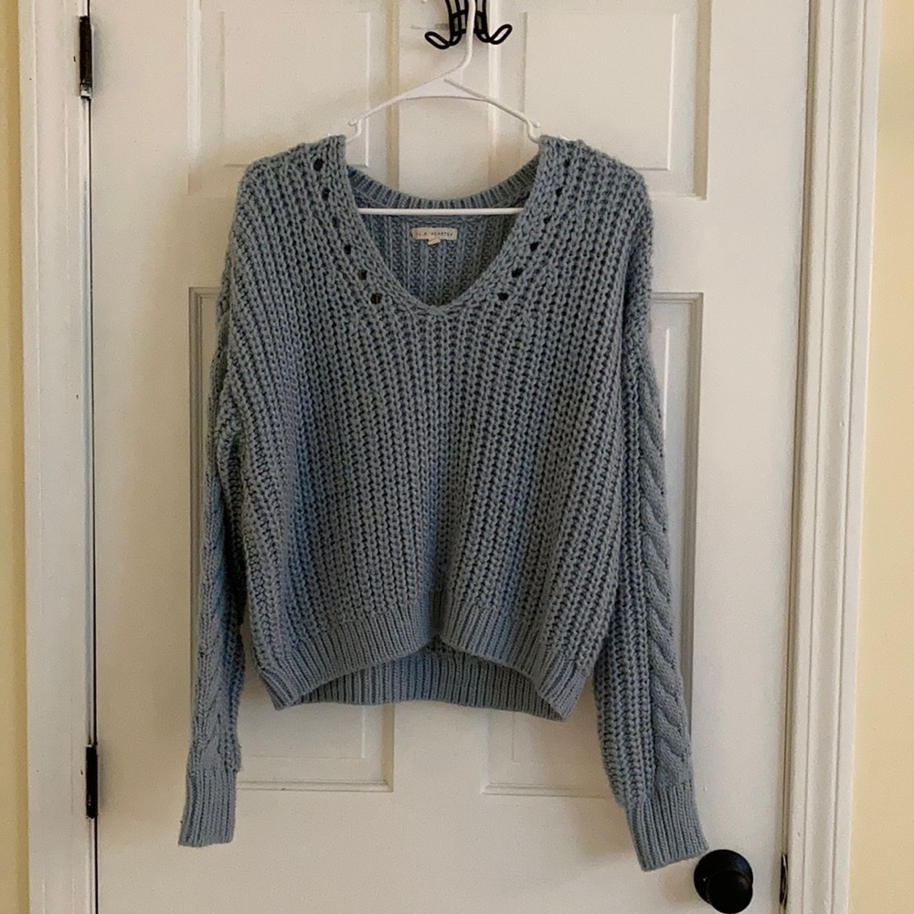 Medium light blue cropped sweater from PacSun